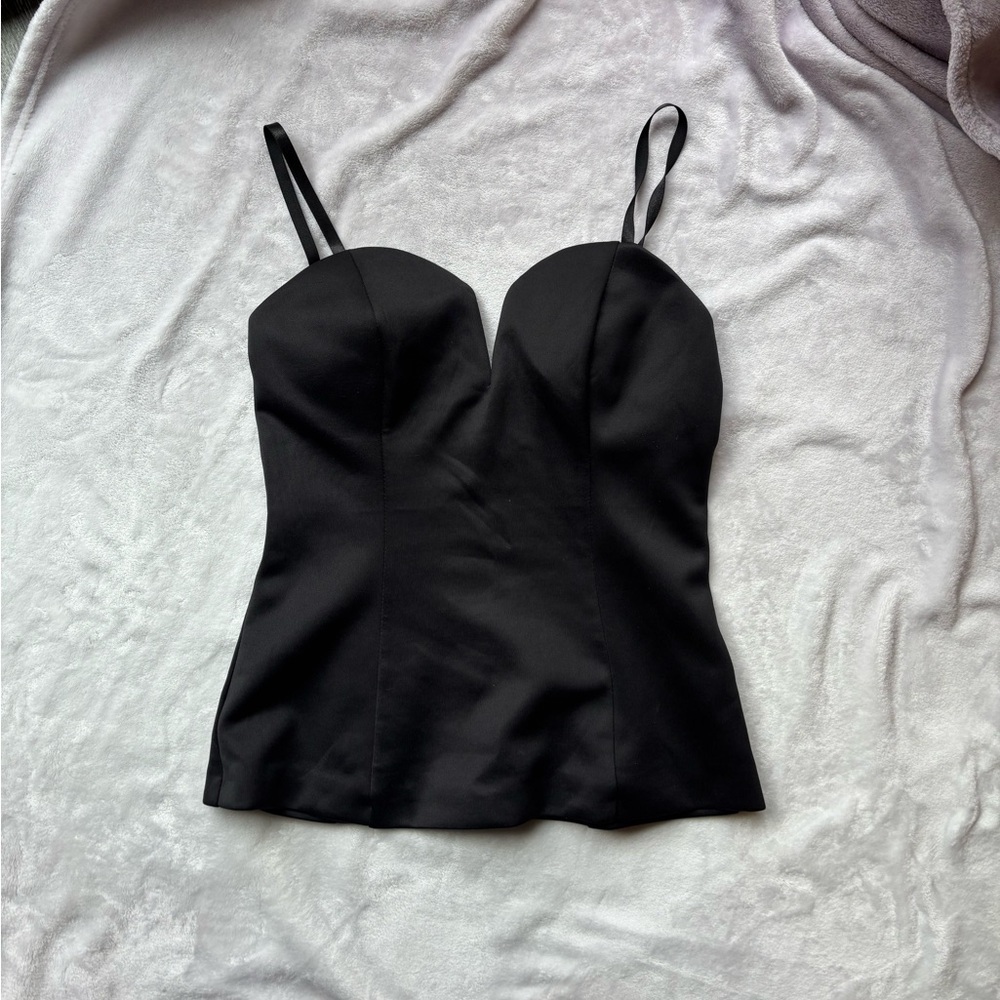 g by guess black sweetheart deep v neckline corset top
